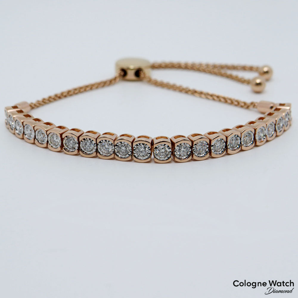 Armband Zugarmband mit ca. 1,00ct W/si Brillant in 585/14K Weiß-/Rosegold 