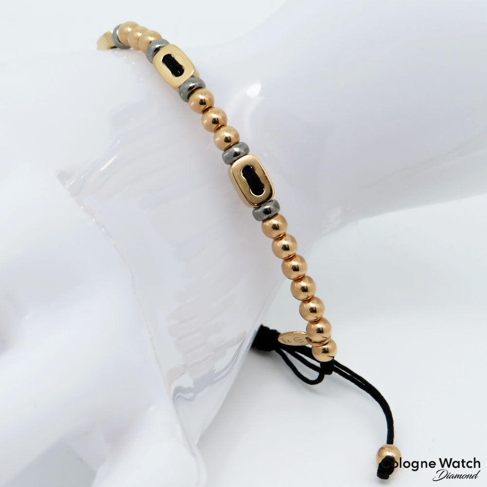 Jaibor Wolf Armband Zugarmband in 750/18K Weiß-/Rosegold / Nylon