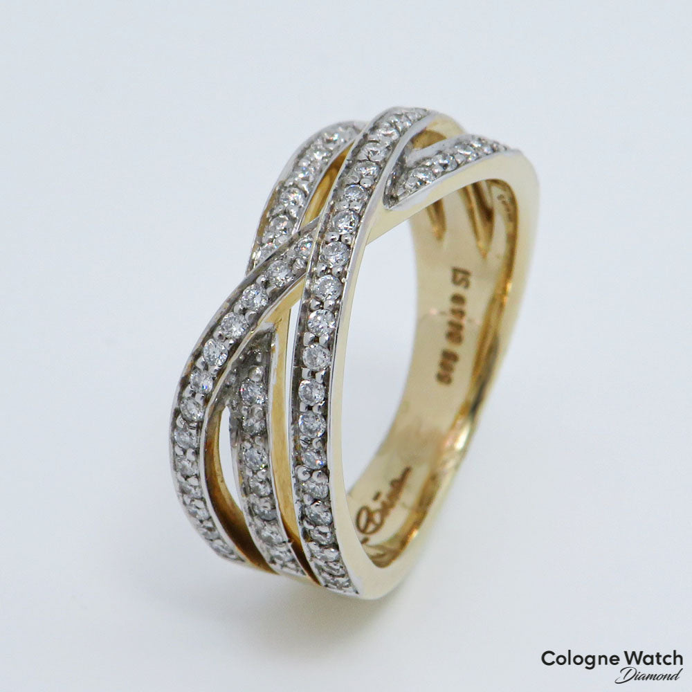 Ring mit 0,44ct W-si Brillant in 585/14K Weiß-/Gelbgold Gr. 54
