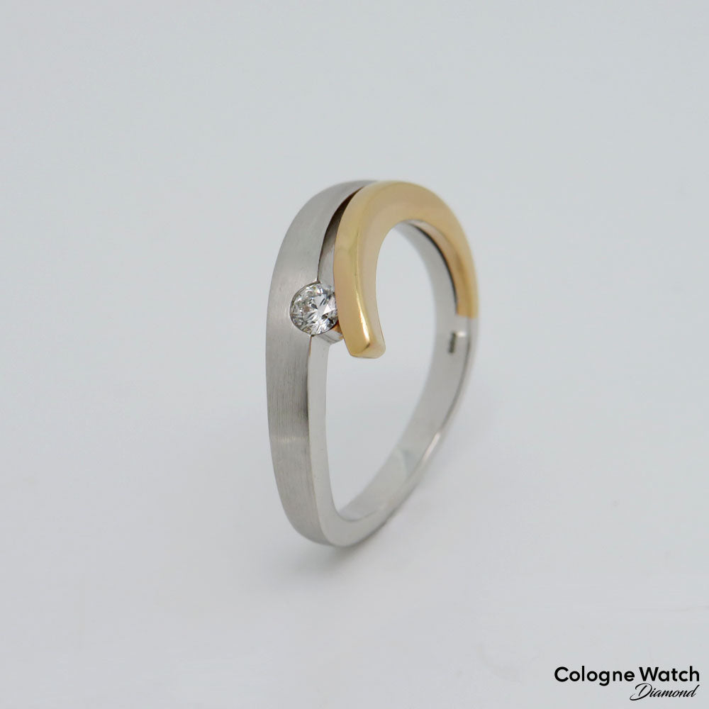 Ring mit 0,10ct W-si Brillant in 585/14K Weiß-/Rosegold Gr. 55
