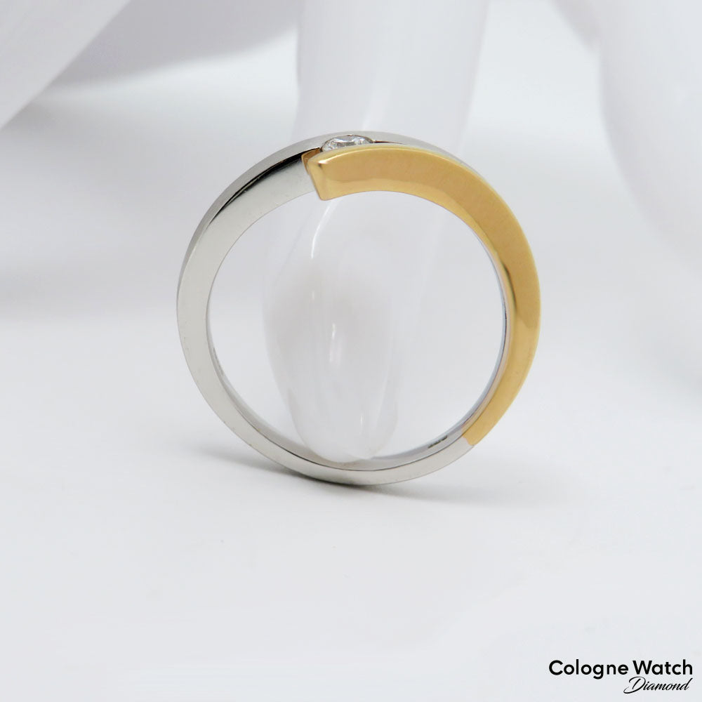 Ring mit 0,10ct W-si Brillant in 585/14K Weiß-/Rosegold Gr. 55