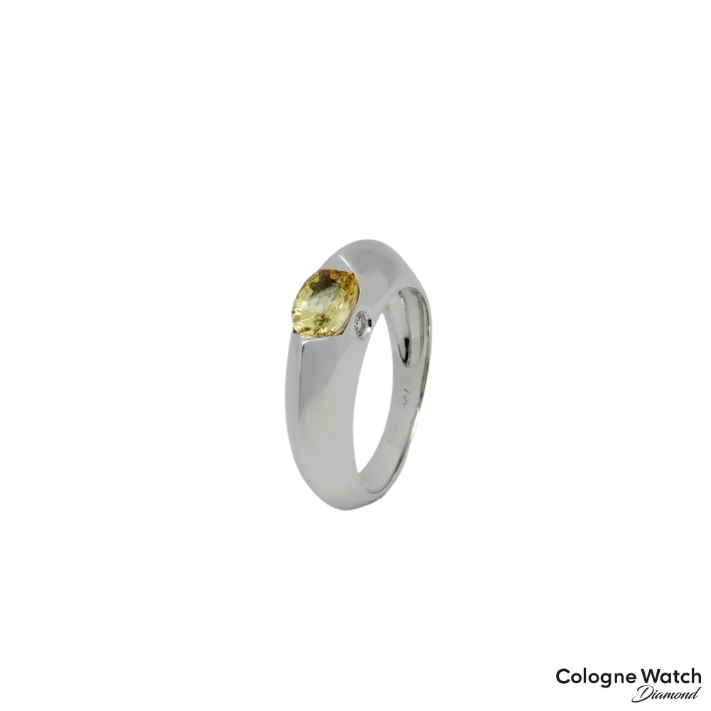 Ring mit ca. 0,05ct TW-vs Brillant + ca. 1,00ct Saphir 750/18K Weißgold Gr. 55