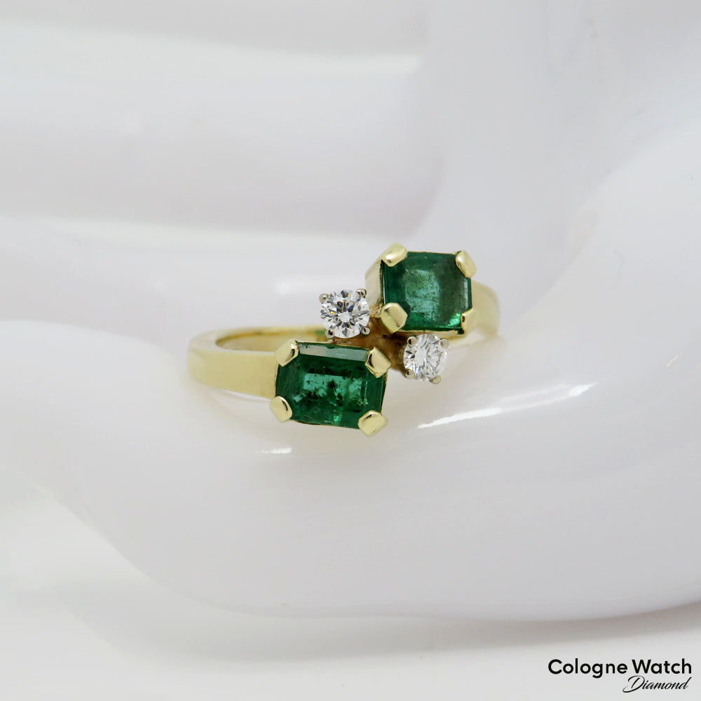 Ring mit ca. 0,20ct TW-vs Brillant und ca. 1,30ct Smaragd in 585/14K Gelbgold