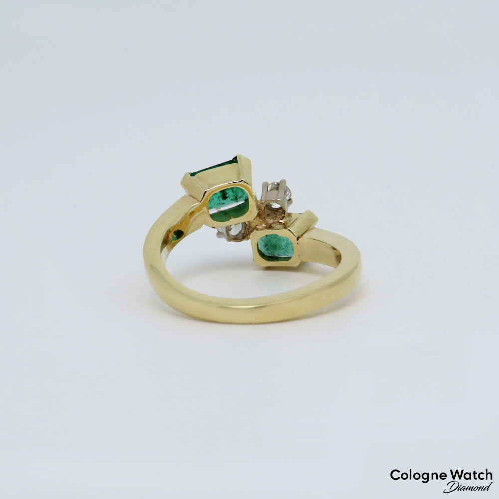 Ring mit ca. 0,20ct TW-vs Brillant und ca. 1,30ct Smaragd in 585/14K Gelbgold