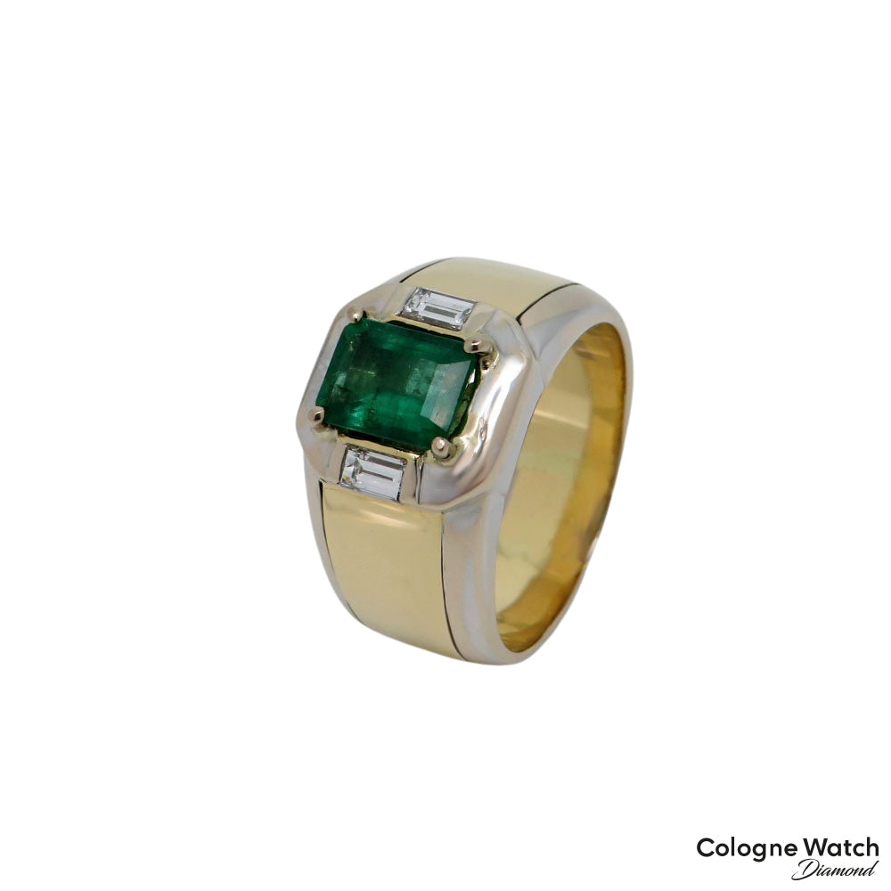 Ring mit ca. 0,30ct TW-vs Diamant und ca. 1,60ct Smaragd 750/18K Weiß-/Gelbgold Gr. 59