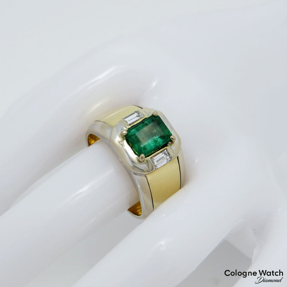 Ring mit ca. 0,30ct TW-vs Diamant und ca. 1,60ct Smaragd 750/18K Weiß-/Gelbgold Gr. 59