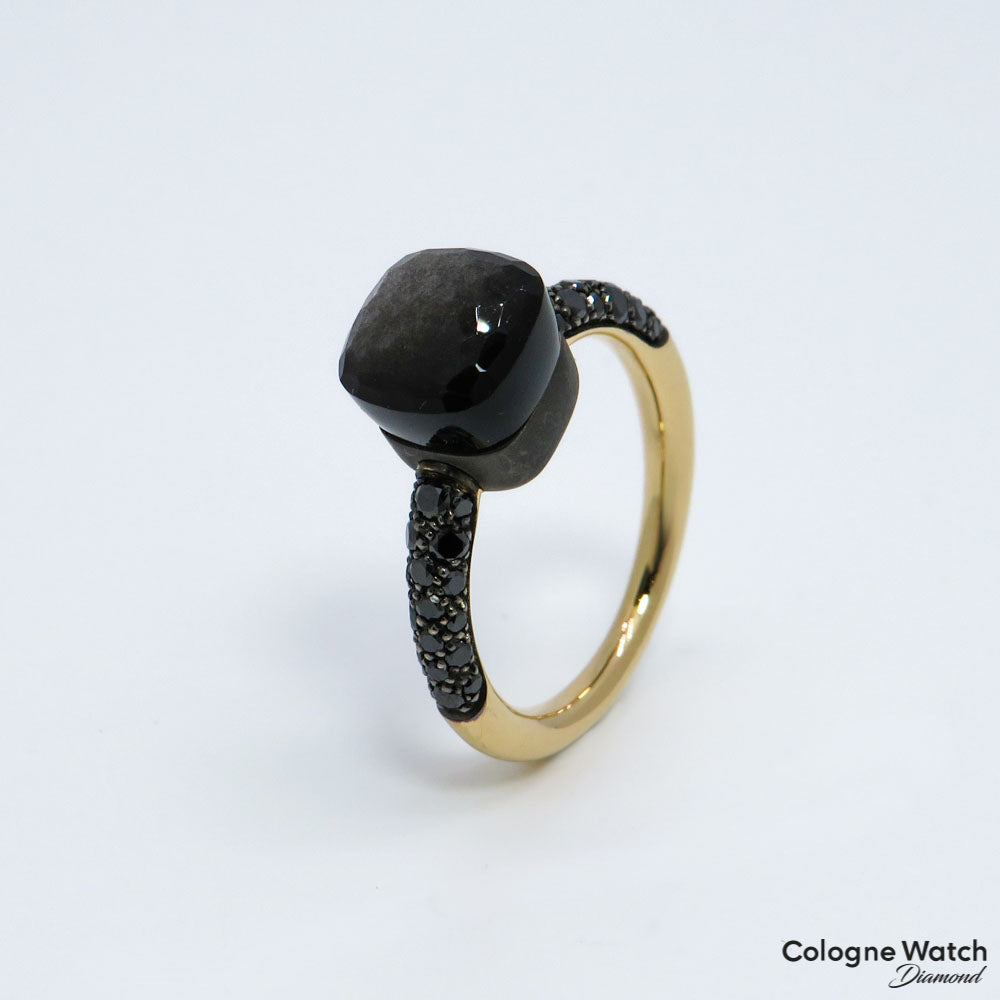Pomellato Nudo Ring mit Diamant und Obsedian Besatz in 750/18K Rosegold / Titan Gr. 54 / UVP.: 3.350,-€