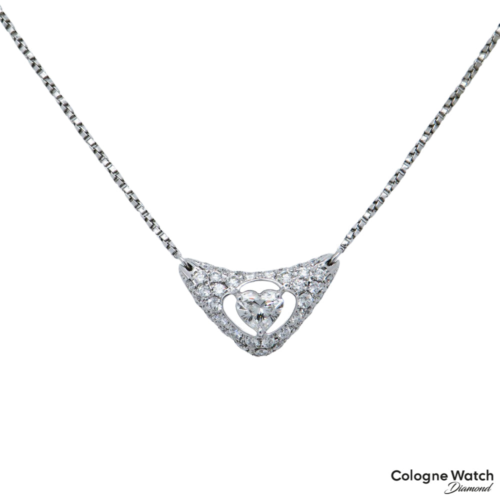 Collier mit 0,54ct G-vvsi2 Herz Diamant und 0,60ct Brillant in 900`er Platin Länge 45cm