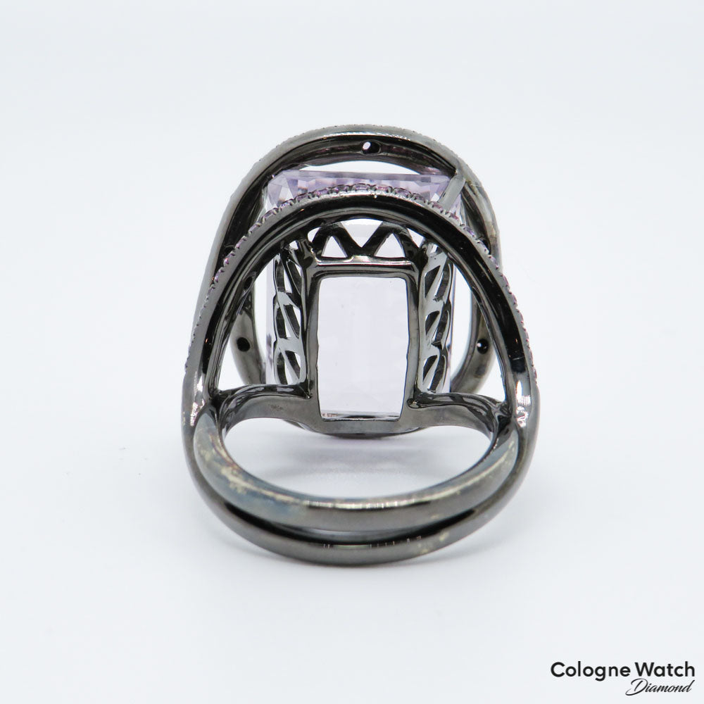 Ring mit Amethyst Besatz in 750/18K Weißgold schwarz rhodiniert Gr. 53