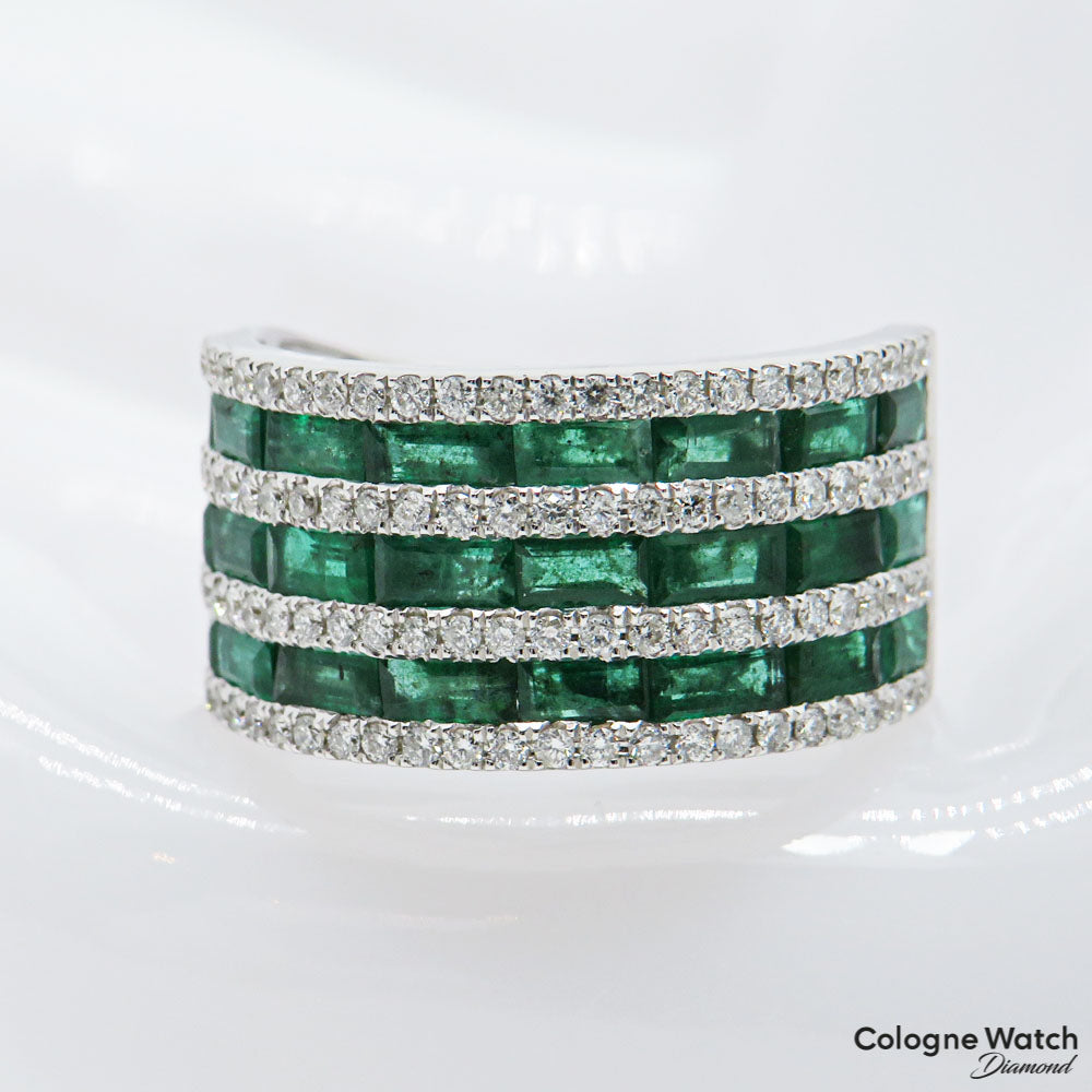 Ring mit 0,51ct H-si Brillant und 2,47ct Smaragd in 750/18K Weißgold Gr. 54